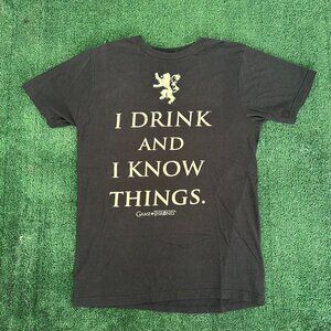 HBO Game of Thrones Drink and Know Things T-Shirt Tyrion Lannister Quote TV M